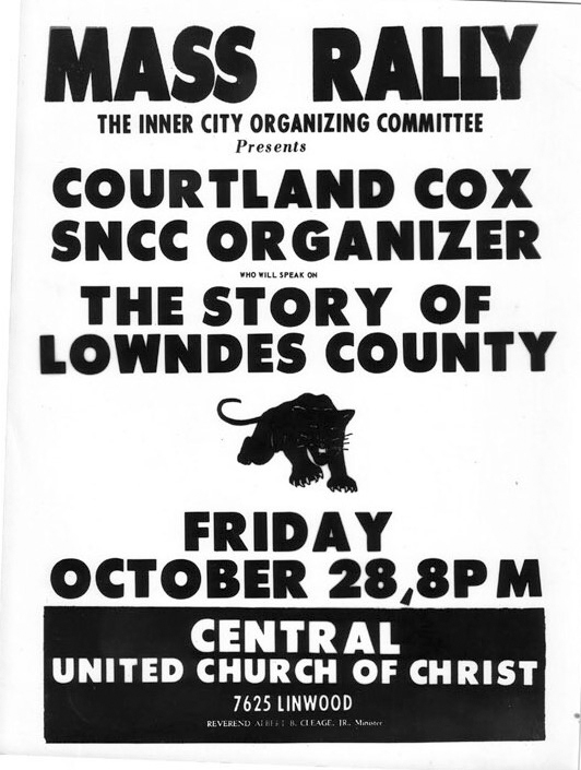 LCFO mass meeting flyer featuring Courtland Cox, October 28, 1966, crmvet.org
