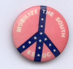 [Southern Student Organizing Committee (SSOC) pin from later '60s]